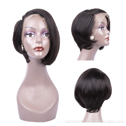 Pixie Cut  100% Peruvian Human Hair Short Lace Bob Wigs in Zurich for Black Women